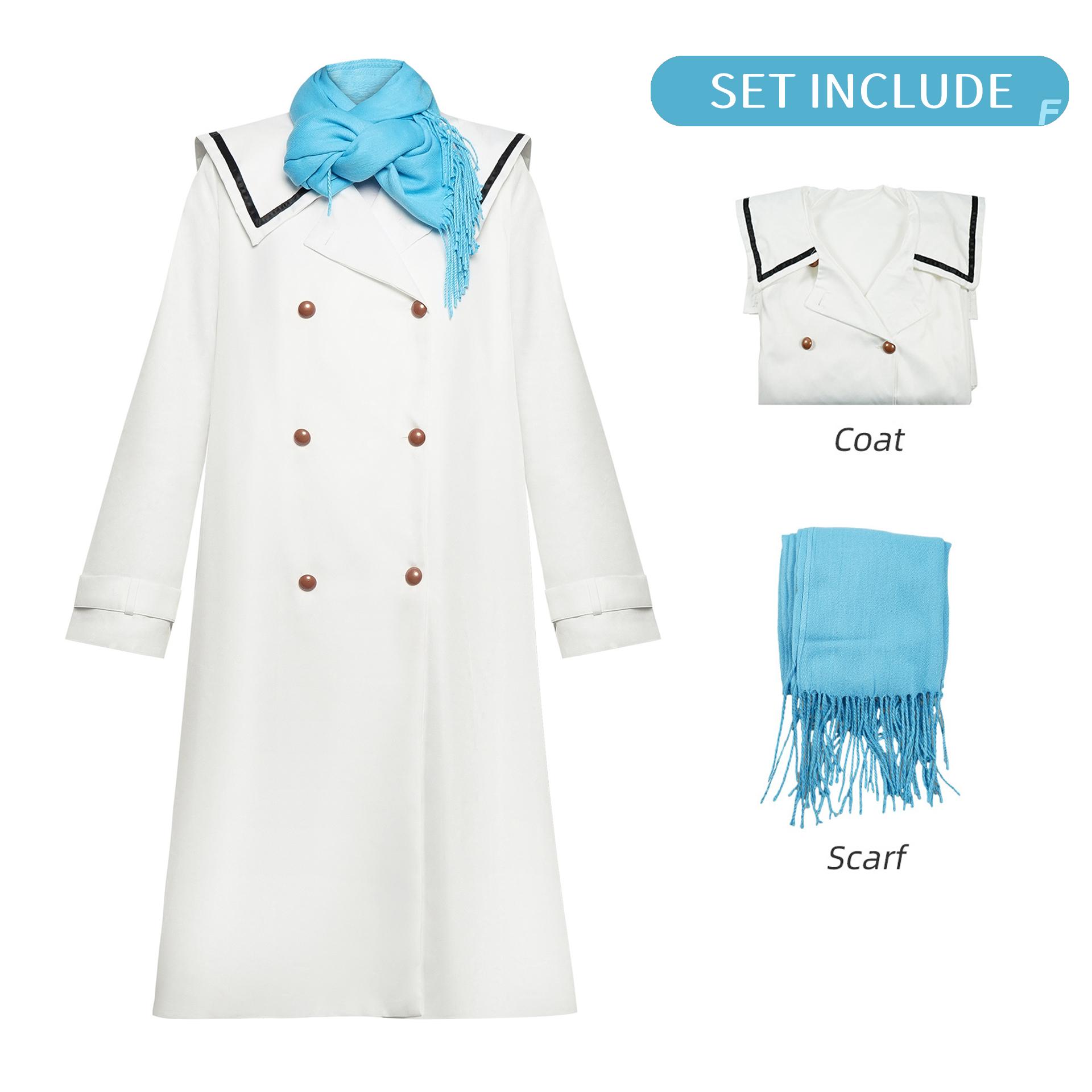 Frieren À L'enterrement Cosplay Frieren CostumeManteau d'hiver Écharpe Uniforme de Carnaval Perruque Anime Fête d'Halloween Mascarade Femme Jeu XXL white