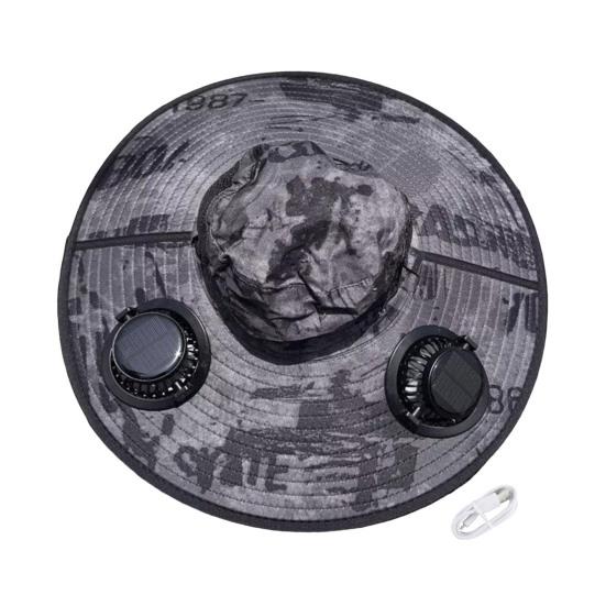 

Solar Fan Hat with Dual Rechargeable Fans Design Wear-Resistant Sun Protection Hat for Outdoor Cooling Cap