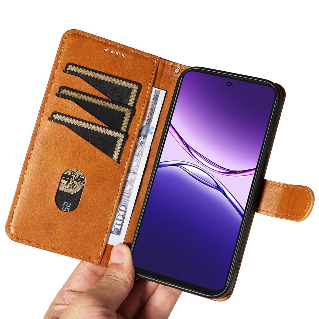For Oppo A5 Energy 5G (China)/Oppo A5 Pro 4G (Global) Wallet Case T-Shape Lines Leather Phone Cover Stand