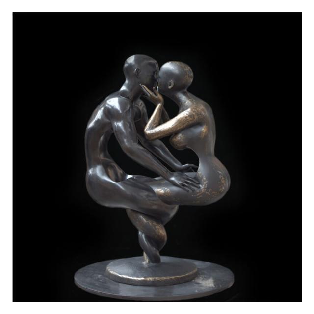 Metal Couples Romantic Statue Canvas Painting Posters Print Abstract Figure Wings Wall Art Picture Hotel Cuadros Room Home Decor