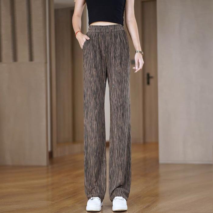 Summertime Thin Narrow Wide-leg Pants New High-waisted Meat-covering and Thin Trousers Baggy Casual Trousers