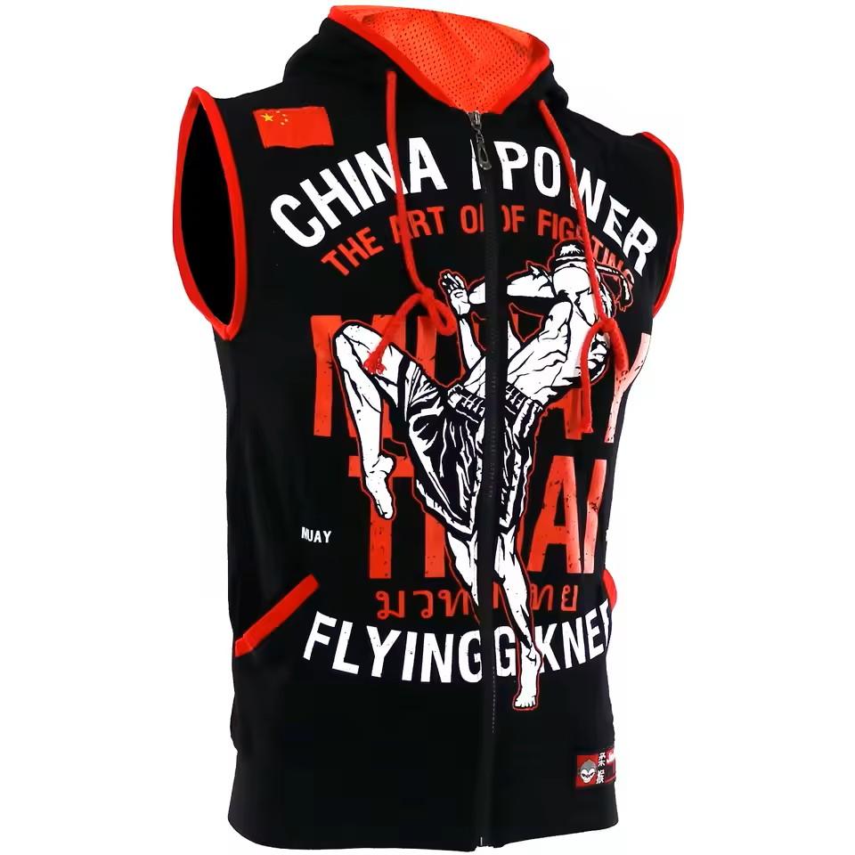 Muay Thai Kickboksing UFFC MMA Mixed Marcial Art Jakke Genser Hettegensere Menn Kvinner Barn Unisex Ermeløs Trykk Sport Gym Fitness Trening