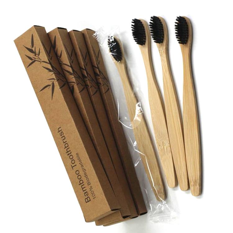 High Quality Eco-Friendly Natural Biodegradable Charcoal Bamboo Toothbrush Soft Home Use Teeth Whitening Brush