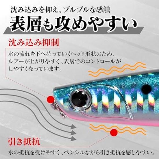 Seabass Lure Set Sinking Pencil 80mm 17.5g Thin Small Flounder Blue Fish