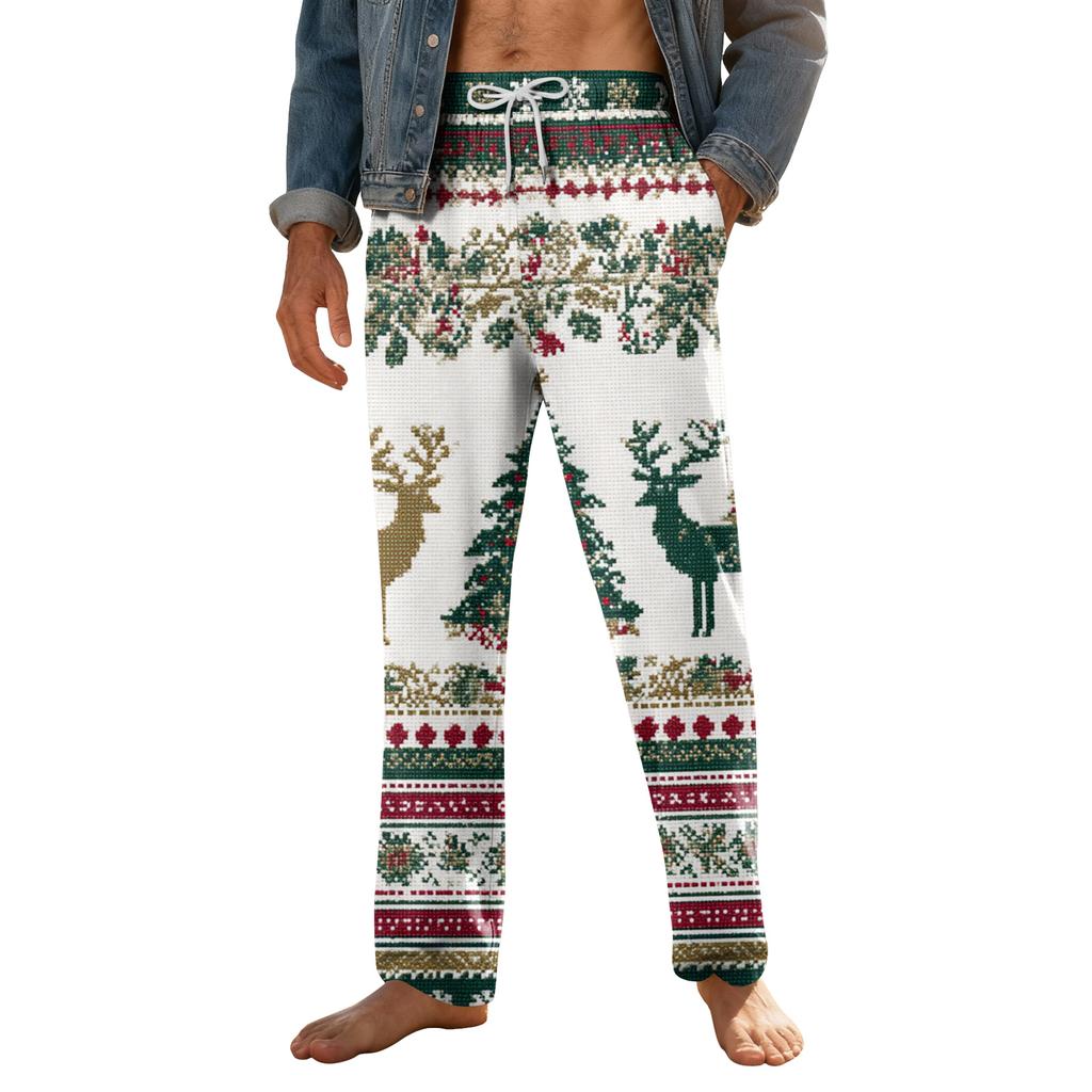 Weiche Pyjamahose für Herren mit Kordelzug und Taschen, lässige Sporthose