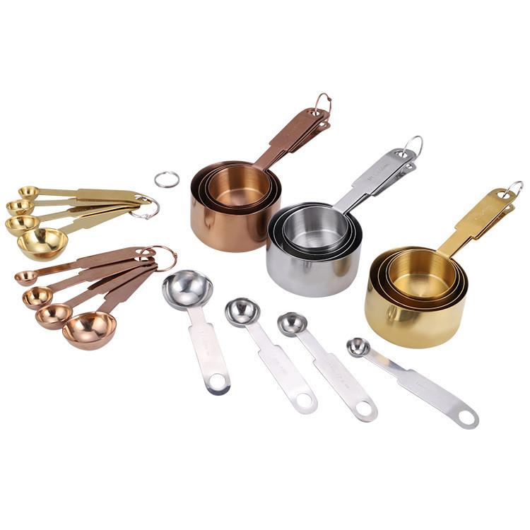 Piece 4 Modern Set Of Stylish Stainless Steel Measuring Cups And Spoons For Enthusiasts Baking