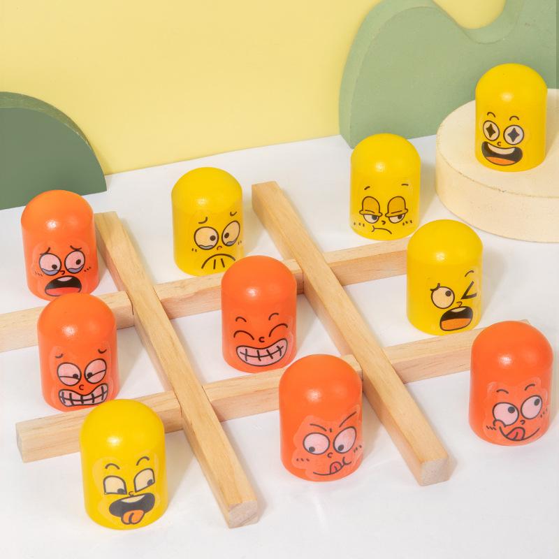 Pegatinas de Expresión Creativa de Madera para Niños Tres en Raya Diversión Interactiva Juegos Lúdicos de Pensamiento Cerebral Nuevos Productos
