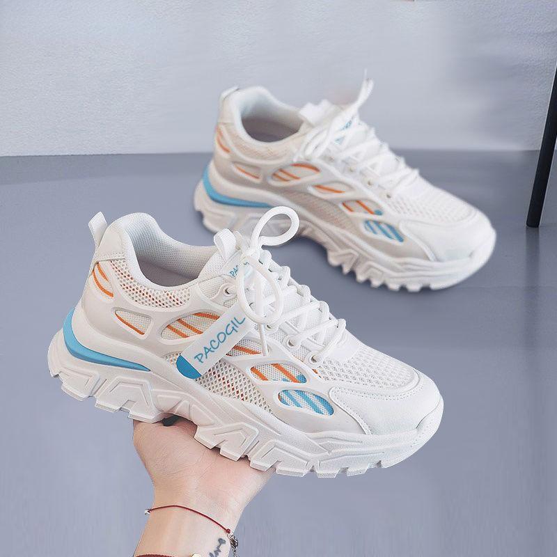 

Европейская и американская модная сетчатая обувь 2024 года, весна-лето, новые высокие туфли для пап, повседневная универсальная дышащая спортивная повседневная обувь 40 синий