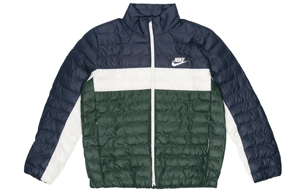 Nike Puffer Jackets Men's Blue Green Multicolor Stand Collar Moderate Other BV4686-451