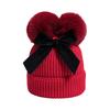 Double Ball Bow Cross-border Preferred Baby Hat Yarn Children's Hat Thickened Baby Hat Children's Knitted Hat
