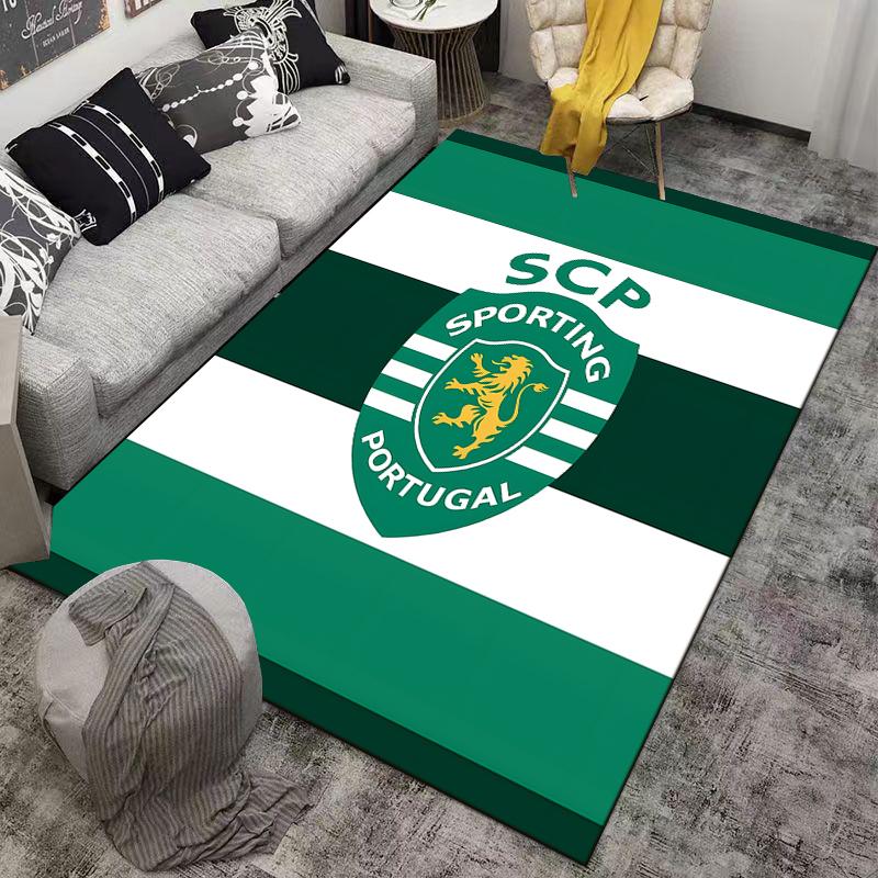 Green and White Carpet with SCP Sporting Portugal Logo Design Suitable for Use As an Anti-slip for Living Room Bedroom Sofas