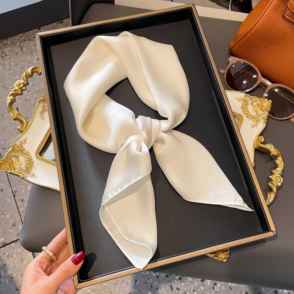 Silk Scarf Women'S Decoration High-End Small Square Scarf Versatile Trend Imitation Silk Scarf Tied Bag Streamer Thin Scarf