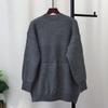 Autumn and Winter New Loose Splicing Denim Knitted Cardigan Design Sense Lazy Wind Sweater Jacket Women