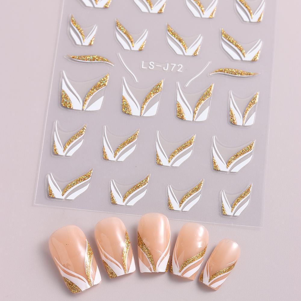 Nagelaufkleber, glitzernde rosa Linie, Feder, Nagelverstärkung, Rückenkleber, Nagelschmuck, Nagel