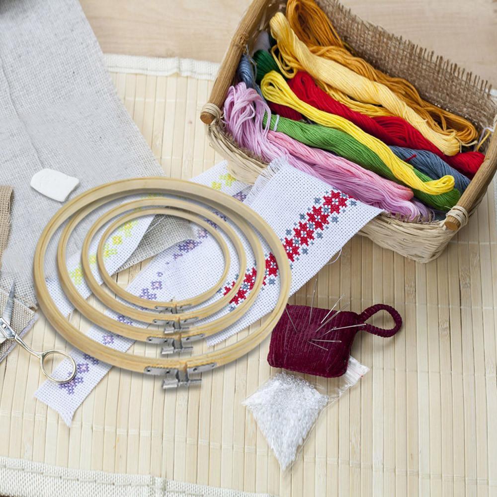 4 PCS Embroidery Hoops Frame Needlework Cross Stitch Tools Set 17/20/23/26cm