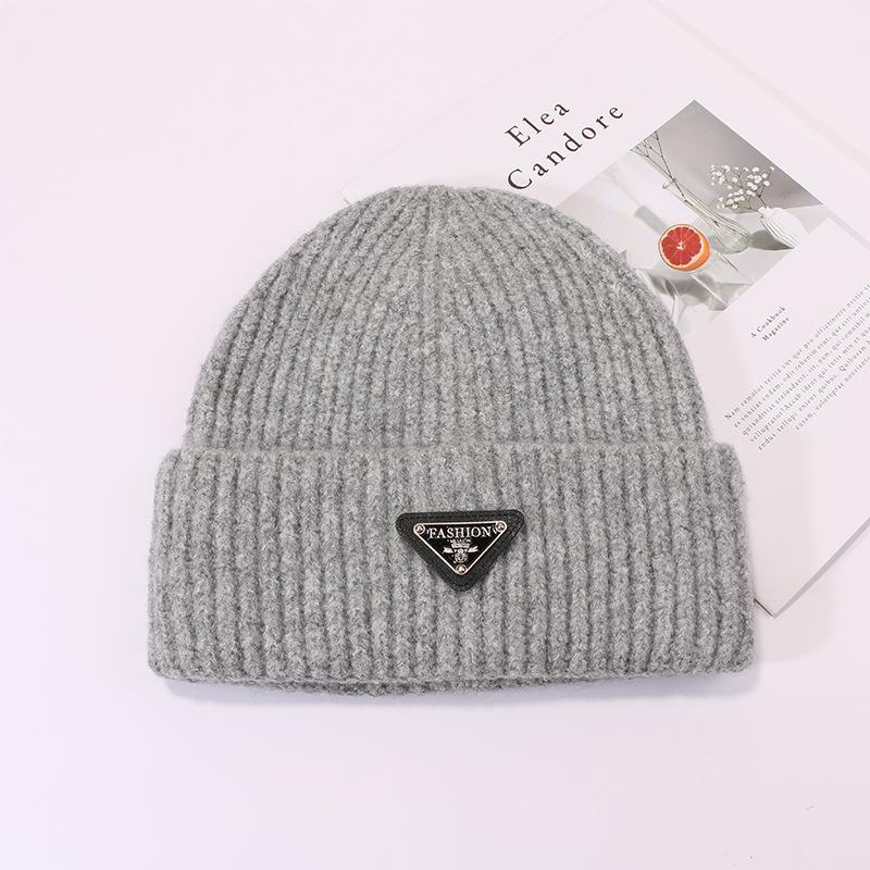 Woolen Hats for Women Triangle Marked Warm Knitted Hats for Couples  Pullover Hats Anti Cold Hats for Men  Autumn and Winter.