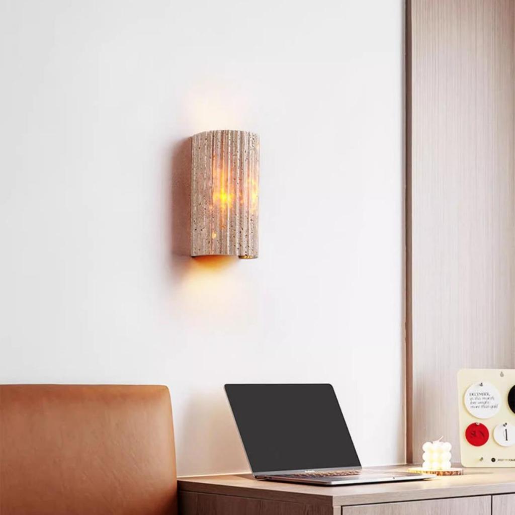 Shopping Mall Staircase Balcony LED Wall Lamp with Yellow Travertine Finish