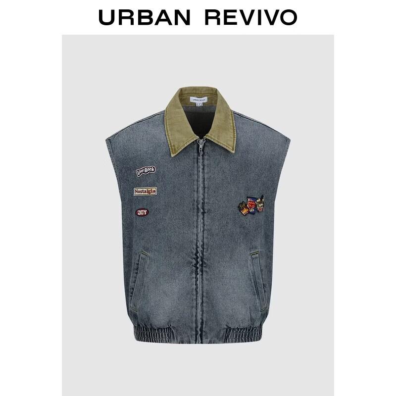 UR2026 Men s Trendy Sleeveless Washed Denim Jacket S