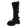 Maillard aber Kniestiefel Damen Temperament Retro vielseitig Gürtelschnalle Stiefel, kleine Stiefel
