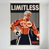 Vintage 1970s Bodybuilding Propaganda Metal Tin Sign - Muscular Man with Dumbbell & Weight Plate, Bold Black White Orange Design