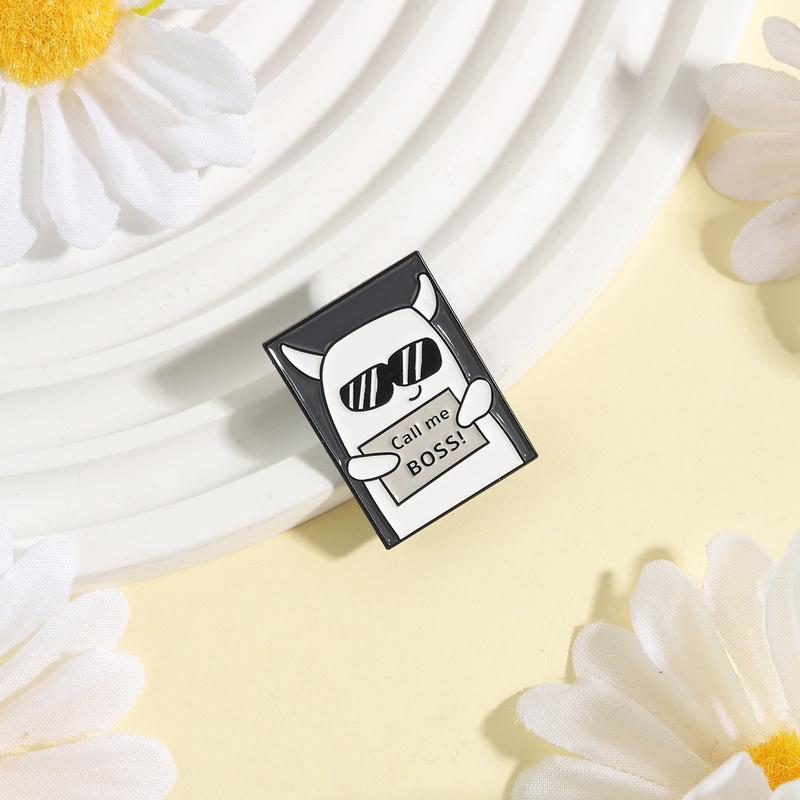 Xiaomi Call Me Boss Little Devil Enamel Pin Cool Devil Wearing Sunglasses Brooch Clothes Lapel Badge Fun Jewelry Gift for Office Worker