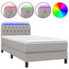 Maison Exclusive - Bed Slatted Base with Mattress and LED Light Grey 90x200cm