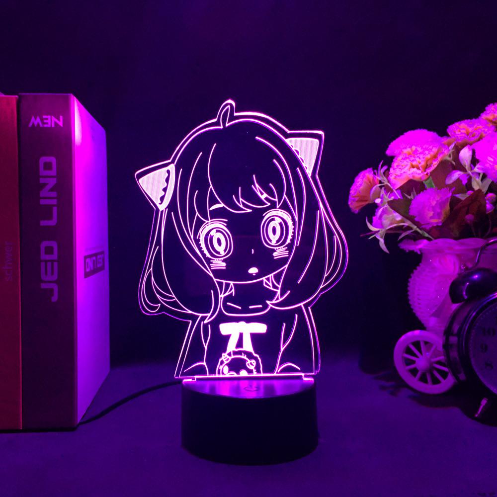 

Новая странная светодиодная настольная лампа Anmit Anime SPY×FAMILY Anya Forger Рисунок 3D ночник Красочный сенсорный пульт дистанционного управления Рождественский подарок