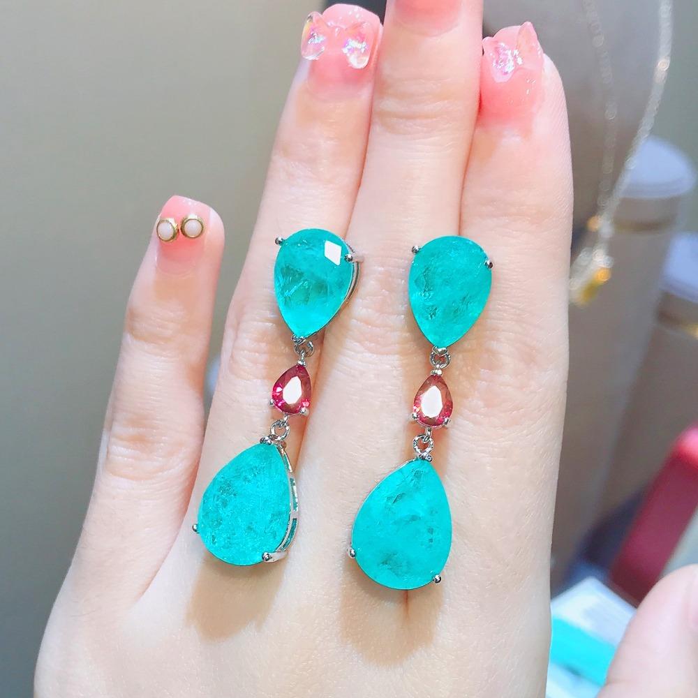 Fashion Emerald Earrings for Women Simple Paraiba Blue Drop Earrings Simulated Jewelry