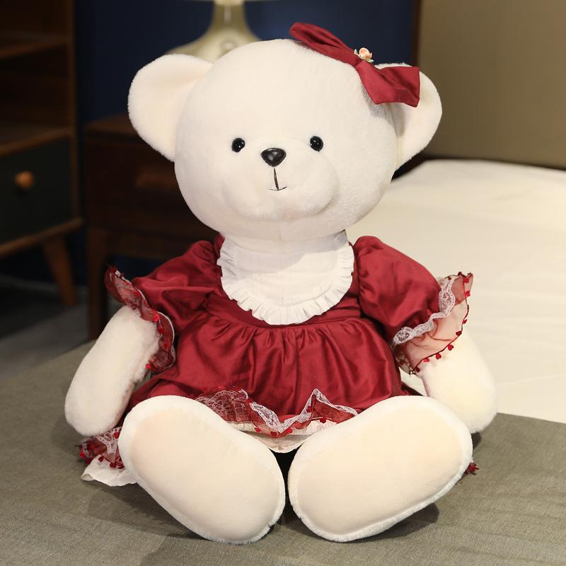 

Cute Couple Bear Teddy Bear Doll Plush Toy Wear Skirt Hug Bear Doll Wedding Wedding Press Doll 40cm（0.25kg）