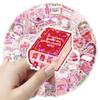 10/30/50pcs Holographic Laser Style Bookish Cartoon Stickers Cute Pink Valentine's Day Aesthetic Sticker DIY Stationery Laptop