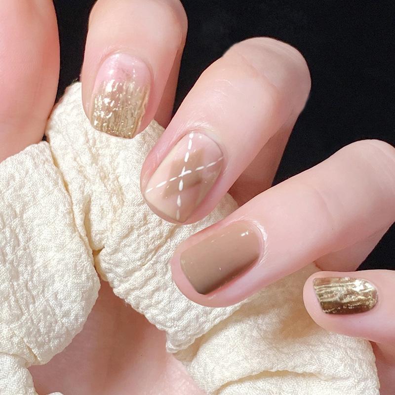 24 Stück Mandel Französische Press-On Nägel Abnehmbar Vollabdeckung Ballerina Falsche Nagelspitzen Für Damen Mädchen