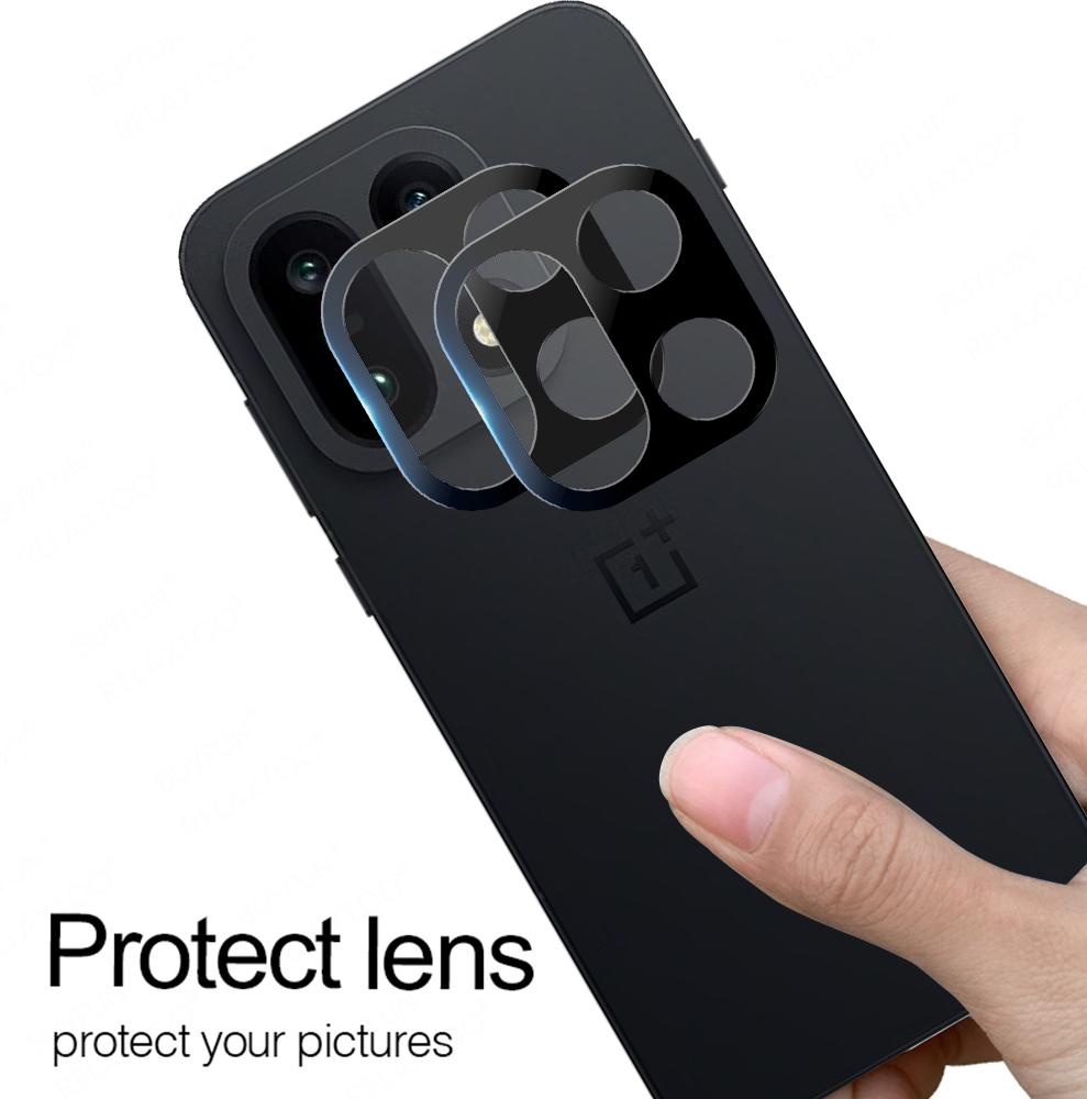 1-3Pcs 3D 9H HD Rear Lens Protective Glass For OnePlus 15 Curved Black Tempered Glass Camera Film Full Cover Anti-scratch Cap