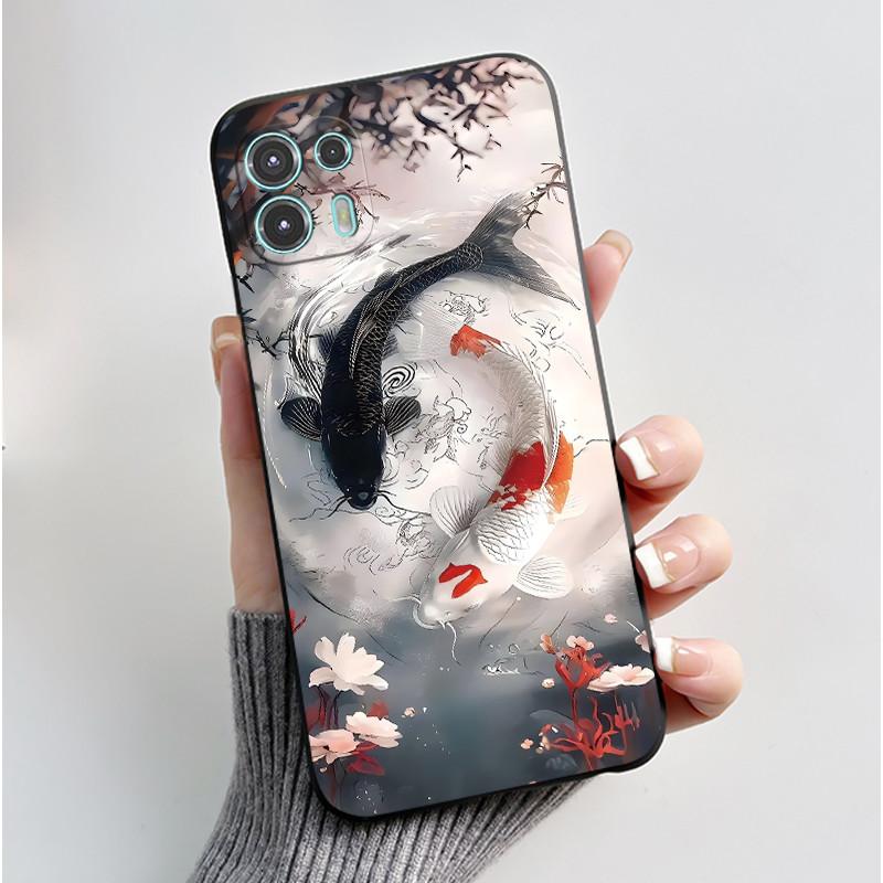 For Motorola Edge 20 Lite Case XT2139-1 Pretty Girl Cute Heart Rabbit Black TPU Silicone Back Cover For Moto Edge 20 Fusion Case