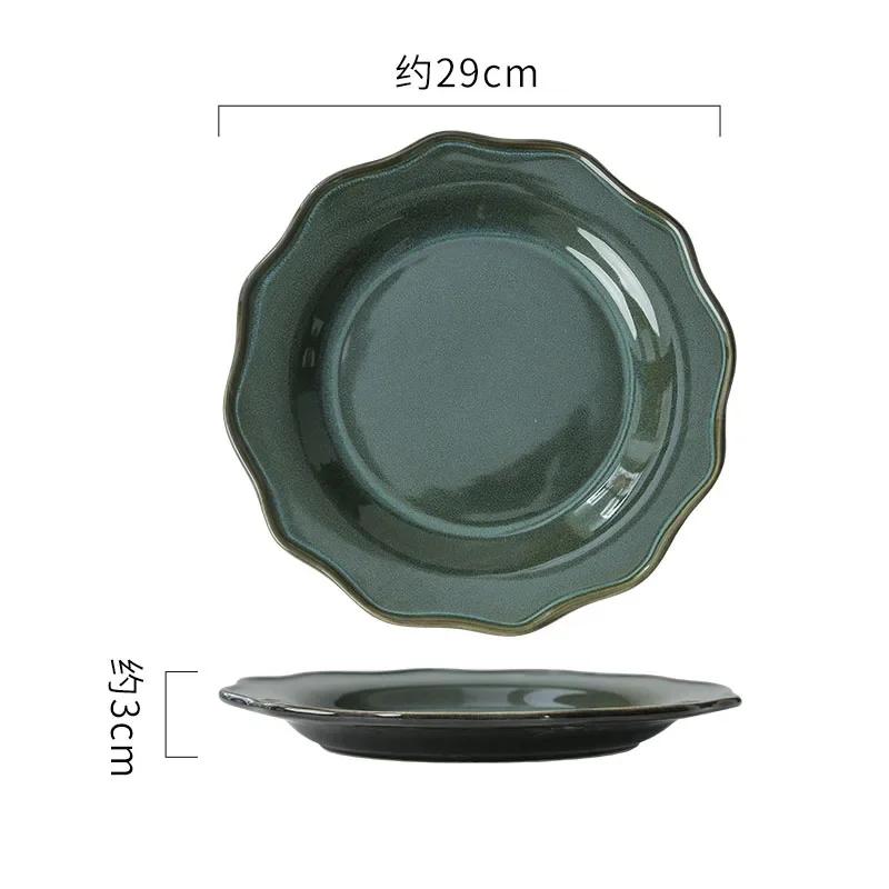 Retro Solid Color Ceramic Plate Creative Restaurants Dessert Fruits Plate Home Delicious Dishes Dining Plates Unique Tableware
