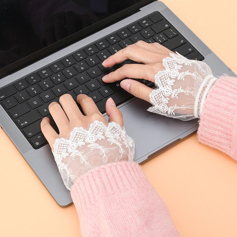 Fashional Detachable Fake Sleeves Spring Decorative Sleeves Lace Ruffles Elbow Detachable Sleeve Cuff Universal Fake Cuff