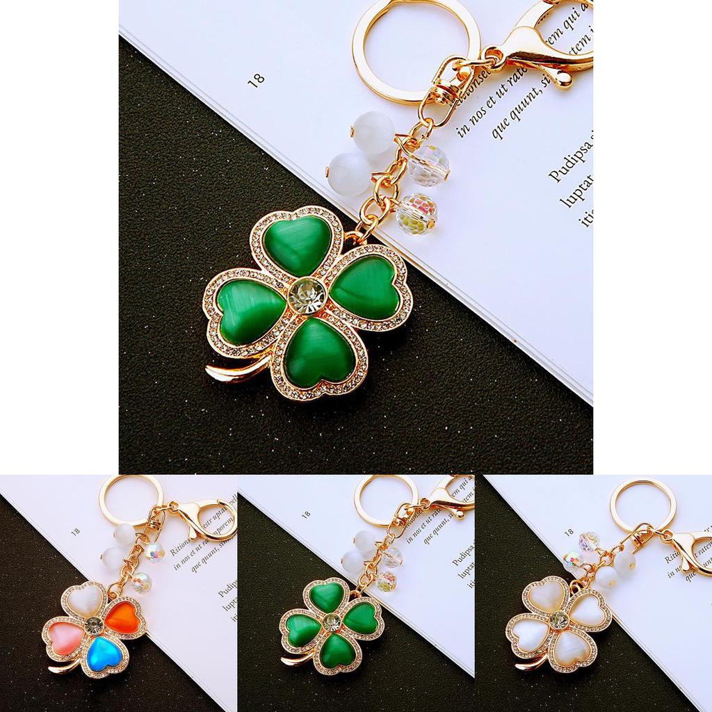 Stylish Cat's Eye Four Leaf Clover Keyring In Various Colors For Fashionable Accessories And Thoughtful Gift-giving