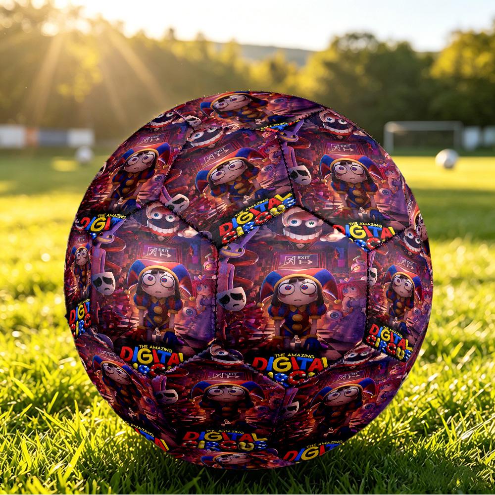 Size 5 Football The Amazing Digital Circus Pattern, Wear‑Resistant Soccer Ball for Match Training Daily Sports Play