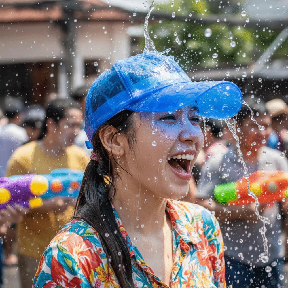 UV Protection PVC Water-Sprinkling Hats Adjustable Brim Baseball Cap Outdoor Activities