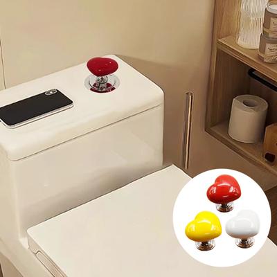 Toilet Press with Widened Base Easy Flush Installation No Drilling Soft Silicone Touch Heart Shape Toilet Flush Enhancer