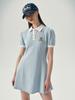 Olinkeompeulliteu Puff Flare Pique Dress (Sky Blue)