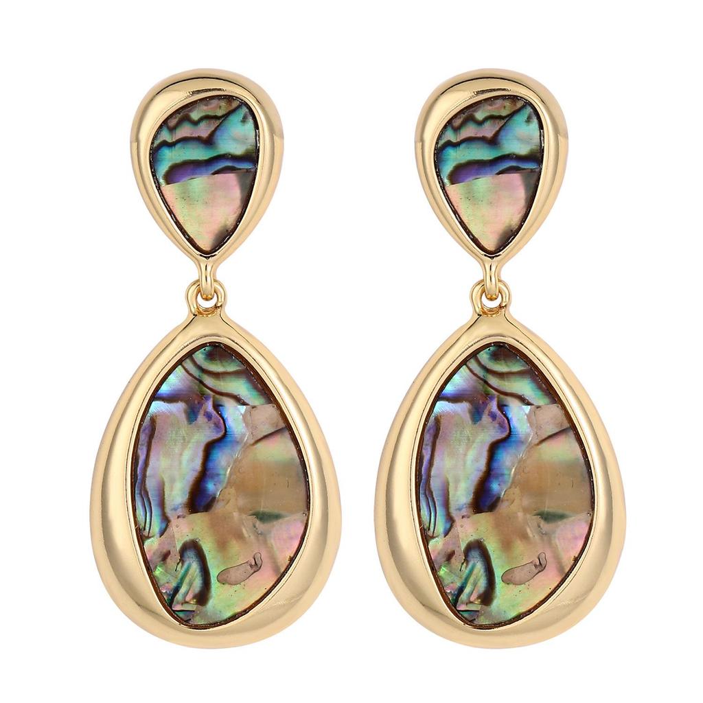 French Vintage Teardrop Abalone Shell Earrings: High-End Light Luxury Fashion Accessory