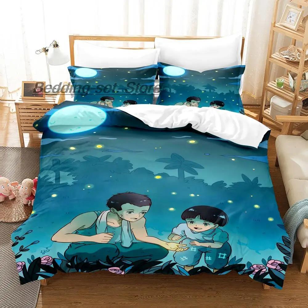 New Grave of the Fireflies Bedding Set Single Twin Full Queen King Size Bed Set Aldult Kid Bedroom Duvetcover Sets Kawaii Anime