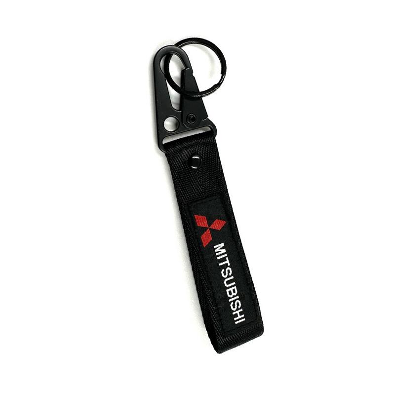 cyhk7 Embroidered Nylon Car Keychain for Mitsubishi Ralliart Logo Pajero Lancer Eclipse Galant Mirage L200 Motorcycle Key Ring hubcap