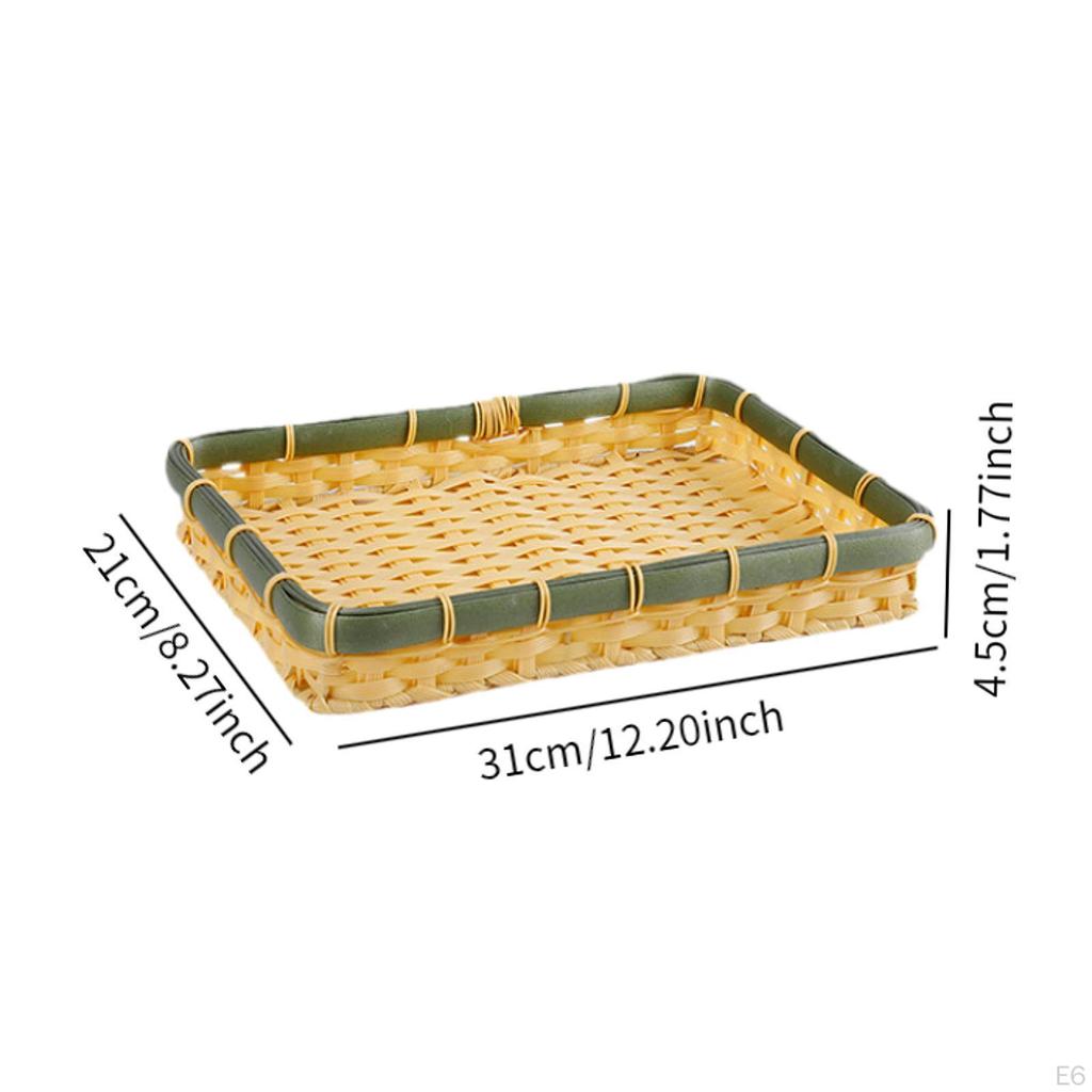 Bambuskorb Handgeflochtenes Tablett Heimdeko Behälter Organizer für Süßigkeiten Eingangsbereich