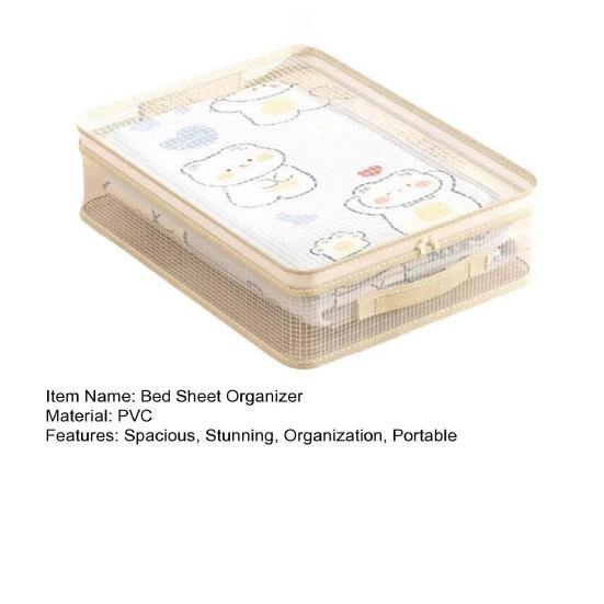 Bed Sheet Organizer See-Through Mesh Closet Storage Bag with Handle Stackable Sheets Set Folder for Bedding Sheets Duvet Covers And Pillow Cases