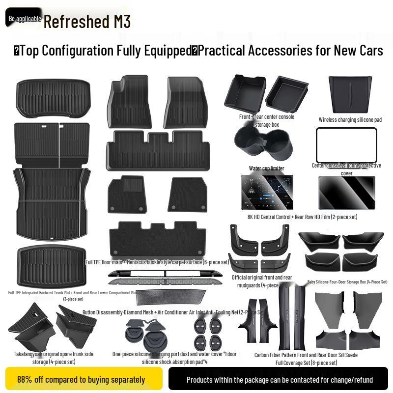 Tesla Model 3/Y Refreshed Door Slot Full Coverage Storage Box & Mat Accessories