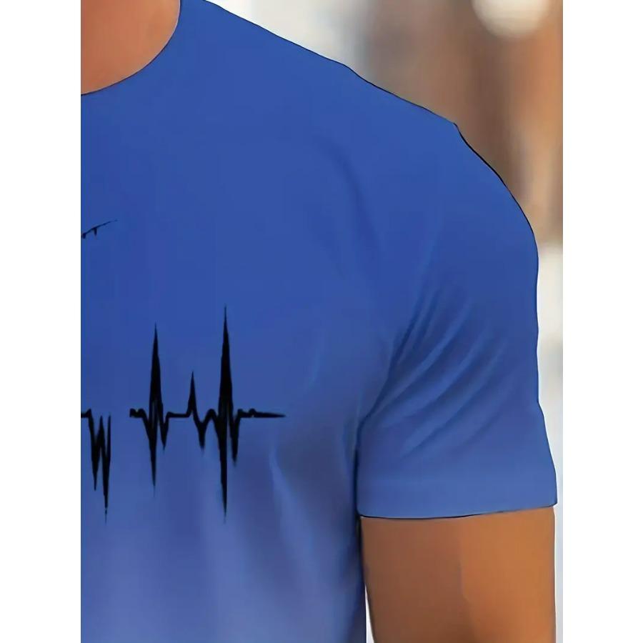 Gradient Master 3D Print Short Sleeve T-Shirt - Ultra-Breathable, Moisture-Wicking, Quick-Drying Athletic Top for Spring and Summer Outdoor Activities