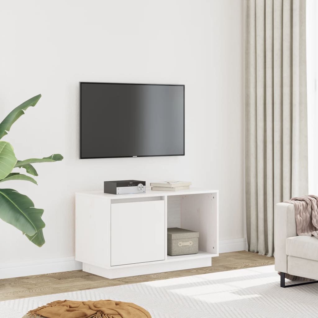 Vidaxl TV Cabinet, White, 74X35X44 Cm, Solid Pine Wood