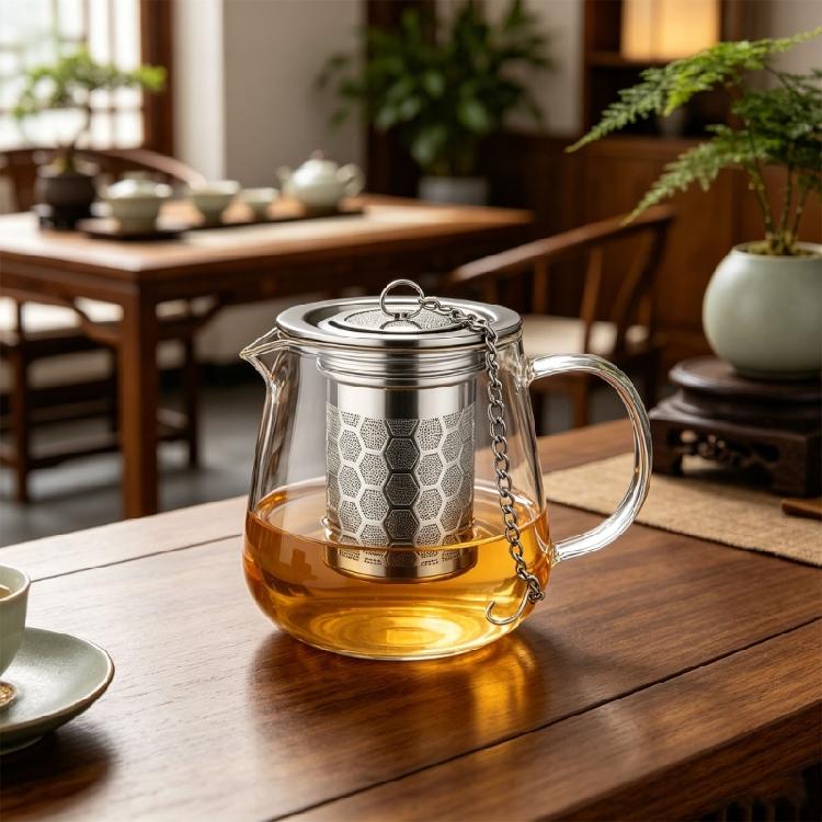 Küchen-Teesiebkorb Edelstahl Feines Netz-Sieb mit Kettenhaken für losen Tee, Kaffee und Kräuter