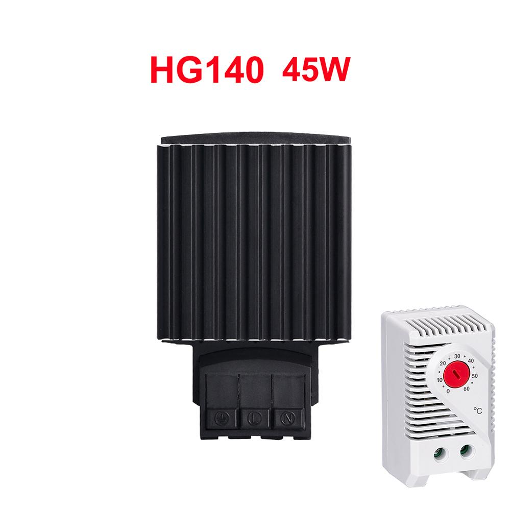 HG140 15W 30W 45W 60W 75W 100W 150W Industrial Cabinet 35mm Din Rail Type Fan Heater  PTC Sermiconductor Thermostat with NC KTO 45W with KTO NC